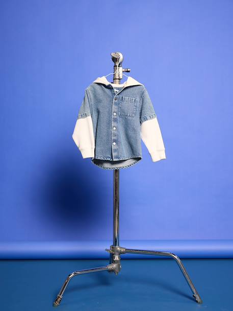 Chemise effet superposition avec capuche garçon double stone 10 - vertbaudet enfant 