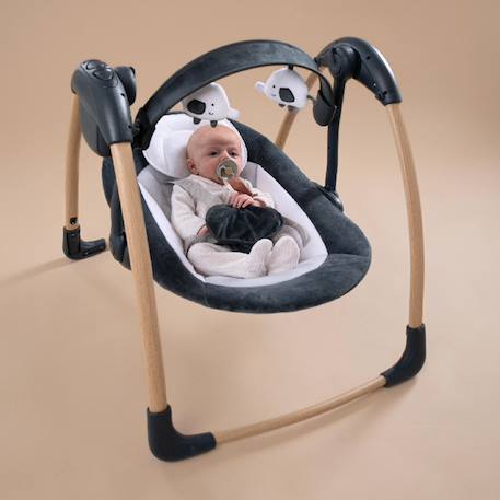 Balancelle bébé dolphy portable avec arche de jeu Gris 2 - vertbaudet enfant 