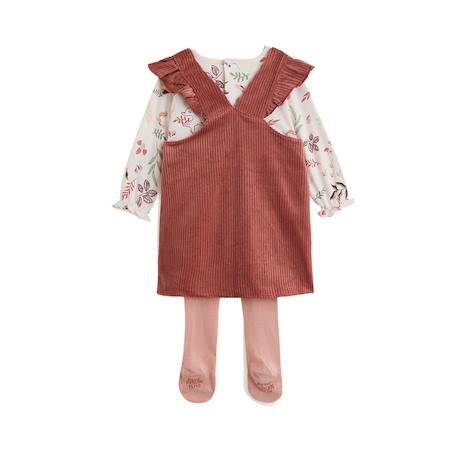 Ensemble robe bébé en velours côtelé, t-shirt et collant evie Rose 3 - vertbaudet enfant 