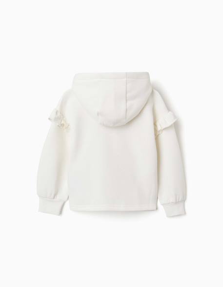 Sweat zippé en molleton avec capuche et doublure en coton peigné Blanc+Rose clair 2 - vertbaudet enfant 