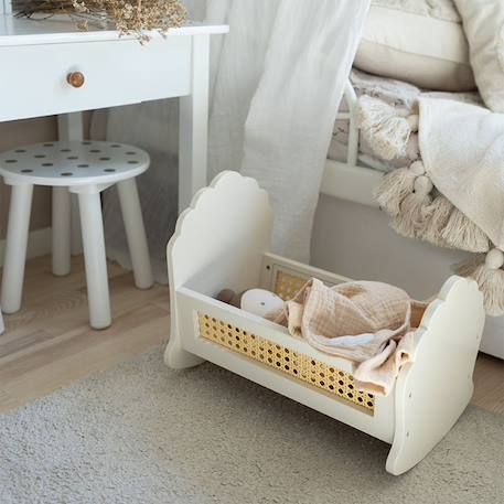 Jouet berceau en bois et rotin pour poupée Blanc 3 - vertbaudet enfant 