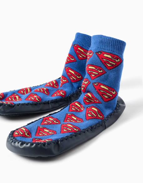 Chaussettes-chaussons avec semelle antidérapante et superman Bleu 3 - vertbaudet enfant 