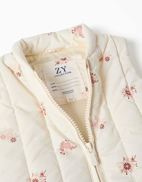 Doudoune sans manches avec motif floral et poches Blanc 3 - vertbaudet enfant 