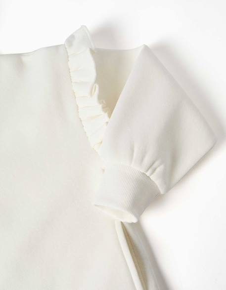 Sweat zippé en molleton avec capuche et doublure en coton peigné Blanc+Rose clair 4 - vertbaudet enfant 