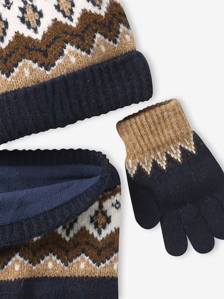Ensemble garçon bonnet, snood et gants moka 6 - vertbaudet enfant 