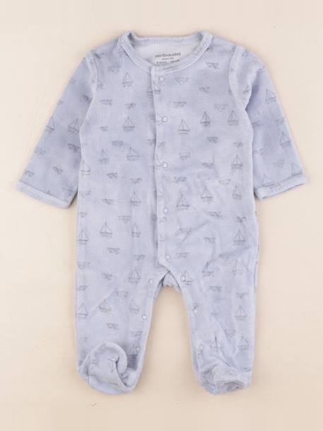 Pyjama velours - 3 mois Bleu 1 - vertbaudet enfant 