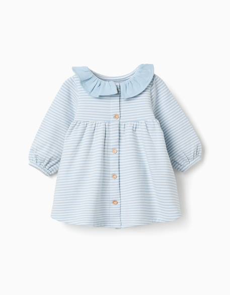 Robe à manches longues en coton peigné à rayures  - vertbaudet enfant