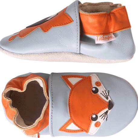 Chaussons bébé cuir souple oscar le renard Bleu 2 - vertbaudet enfant 