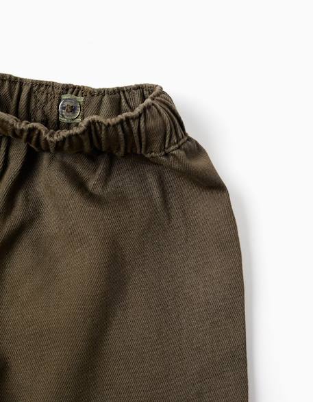 Pantalon baggy en sergé avec poches cargo Vert foncé 3 - vertbaudet enfant 