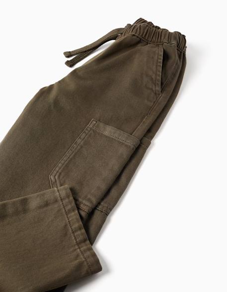 Pantalon baggy en sergé avec poches cargo Vert foncé 4 - vertbaudet enfant 
