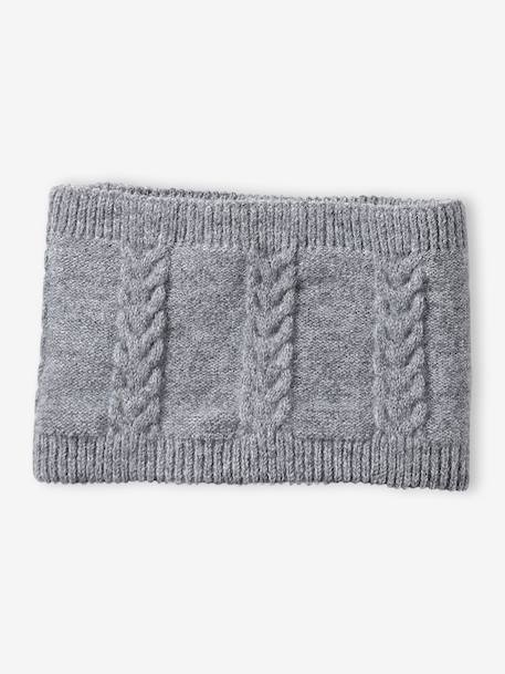 Ensemble bébé bonnet, snood et moufles gris chiné 4 - vertbaudet enfant 