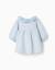 Robe à manches longues en coton peigné à rayures Bleu clair 2 - vertbaudet enfant 
