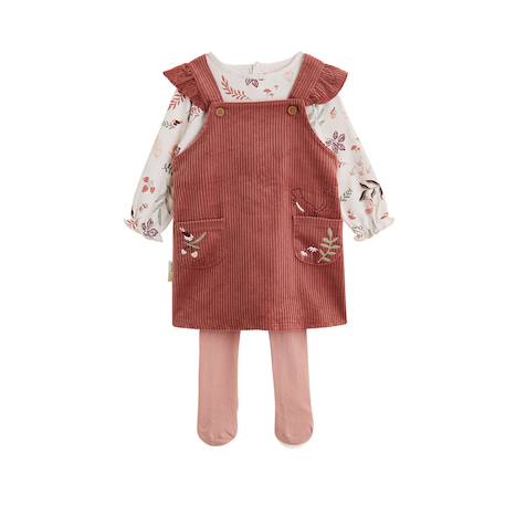 Ensemble robe bébé en velours côtelé, t-shirt et collant evie Rose 2 - vertbaudet enfant 