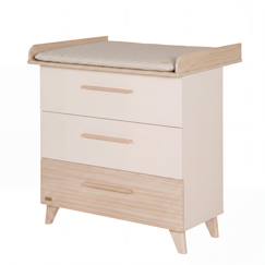 -Commode à langer étroite en bois 'sidney' avec tiroirs - beige / décor chêne