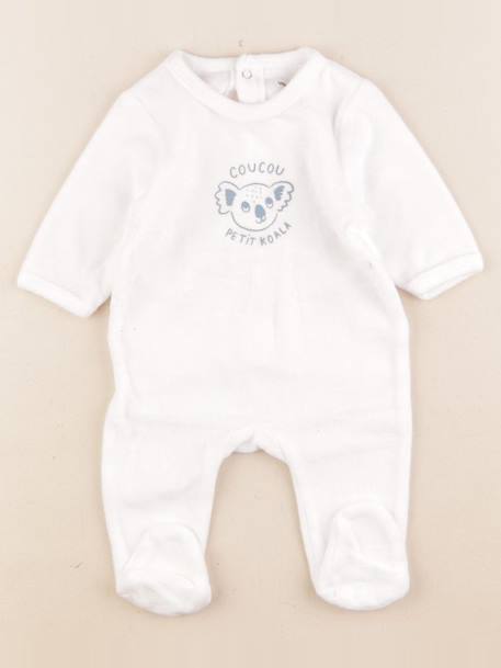 Pyjama velours - 1 mois Blanc 1 - vertbaudet enfant 