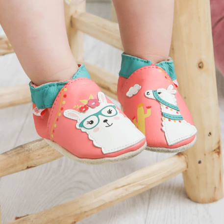 Chaussons bébé cuir souple léna le lama Rose 3 - vertbaudet enfant 