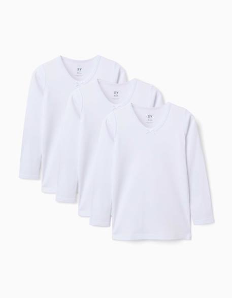 Fille-Sous-vêtement-T-shirt-Lot de 3 t-shirts maillot de corps à manches longues en coton peigné