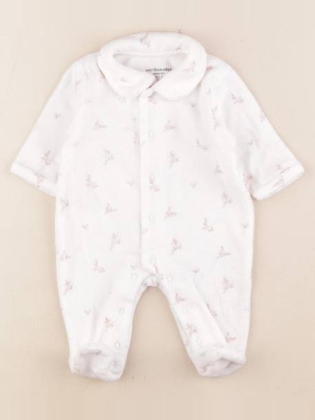 Pyjama velours - 1 mois Blanc 1 - vertbaudet enfant 