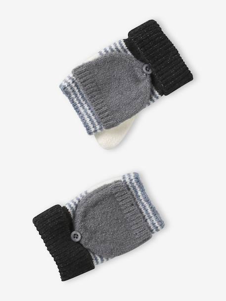 Ensemble garçon bonnet + snood + gants rayés gris+marine 4 - vertbaudet enfant 