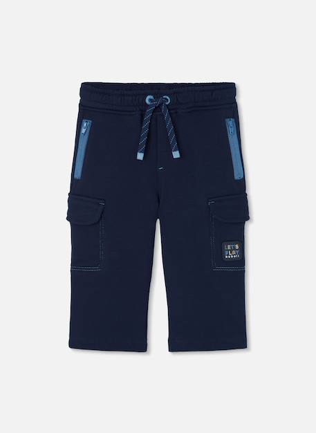 Pantalon garçon molleton cargo Bleu 1 - vertbaudet enfant 