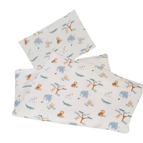 Parure housse de couette et taie d'oreiller woodland buddies Beige - savanna friends+Vert pastel - woodland buddies 4 - vertbaudet enfant 