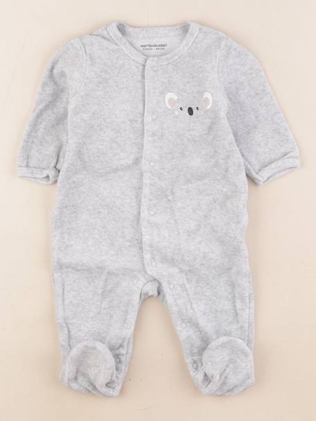 Pyjama velours - 3 mois Gris 1 - vertbaudet enfant 