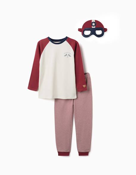 Pyjama à manches longues en coton avec masque rembourré Rouge foncé 1 - vertbaudet enfant 
