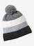 Ensemble garçon bonnet + snood + gants rayés gris+marine 2 - vertbaudet enfant 