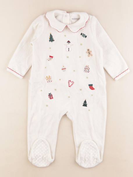 Pyjama velours - 18 mois Blanc 1 - vertbaudet enfant 