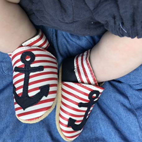 Chaussons bébé cuir souple aline l'ancre marine Rouge 3 - vertbaudet enfant 