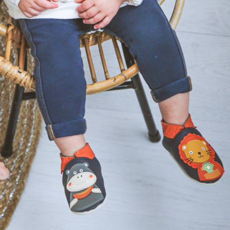 Chaussons bébé cuir souple jade et robert se régalent Bleu marine 3 - vertbaudet enfant 