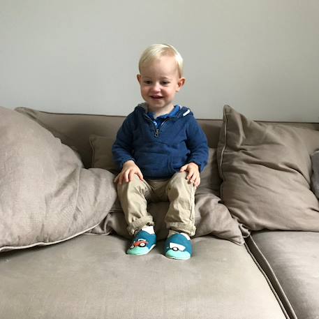 Chaussons bébé cuir souple spencer le tracteur Bleu 3 - vertbaudet enfant 