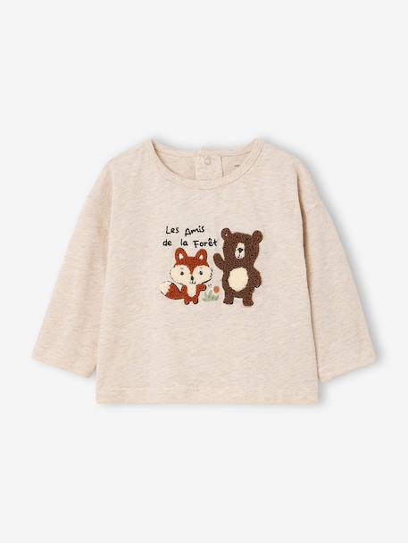 T-shirt manches longues bébé garçon beige chiné+gris chiné 1 - vertbaudet enfant 