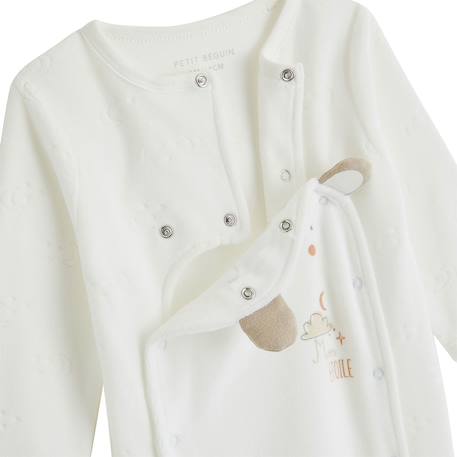 Pyjama bébé en velours ouverture pont eliah Ecru 5 - vertbaudet enfant 