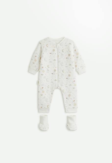 Combinaison bébé en molleton et chaussons eliah Ecru 1 - vertbaudet enfant 