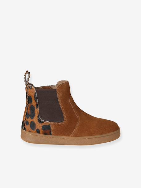 Boots fille cuir zippées beige+bronze+camel+marine+marron+vert+vieux rose 23 - vertbaudet enfant 