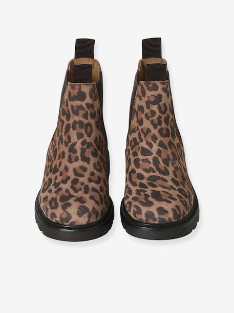 Boots fille en cuir à élastiques beige 4 - vertbaudet enfant 