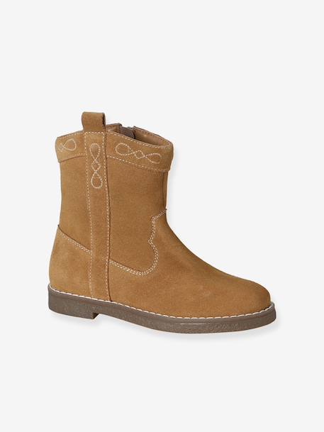 Boots fille cuir zippées marron 1 - vertbaudet enfant 
