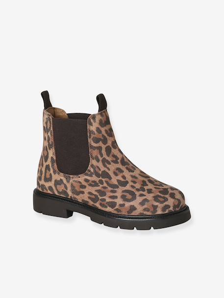 Boots fille en cuir à élastiques beige 1 - vertbaudet enfant 