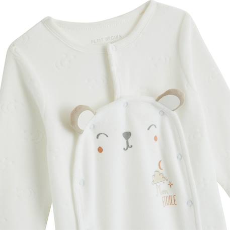 Pyjama bébé en velours ouverture pont eliah Ecru 4 - vertbaudet enfant 