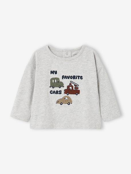 T-shirt manches longues bébé garçon beige chiné+gris chiné 5 - vertbaudet enfant 