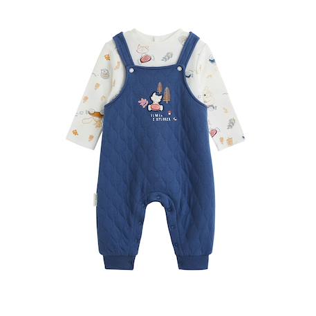Ensemble salopette bébé en coton matelassé et t-shirt emile Bleu 2 - vertbaudet enfant 