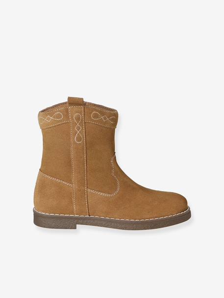 Boots fille cuir zippées marron 2 - vertbaudet enfant 