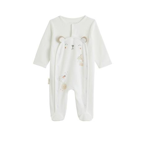 Pyjama bébé en velours ouverture pont eliah Ecru 2 - vertbaudet enfant 