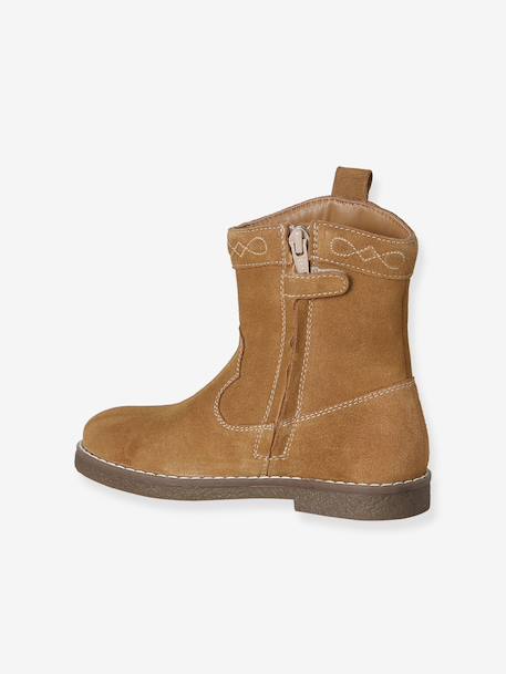Boots fille cuir zippées marron 3 - vertbaudet enfant 