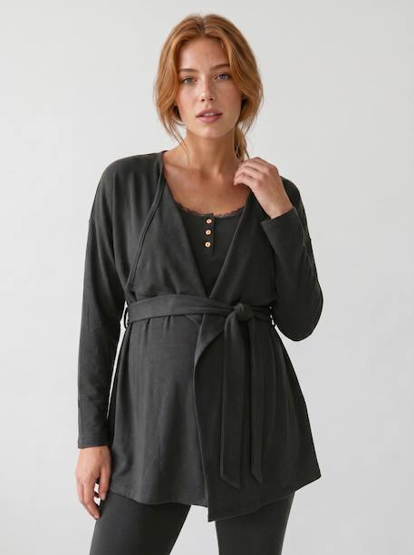 Ensemble 3 pièces homewear grossesse et allaitement anthracite+Bleu 8 - vertbaudet enfant 