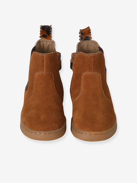 Boots fille cuir zippées beige+bronze+camel+marine+marron+vert+vieux rose 25 - vertbaudet enfant 