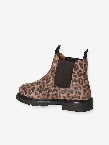 Boots fille en cuir à élastiques beige 3 - vertbaudet enfant 