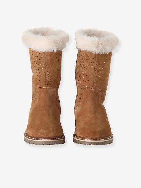 Boots fille en cuir zippées marron 4 - vertbaudet enfant 