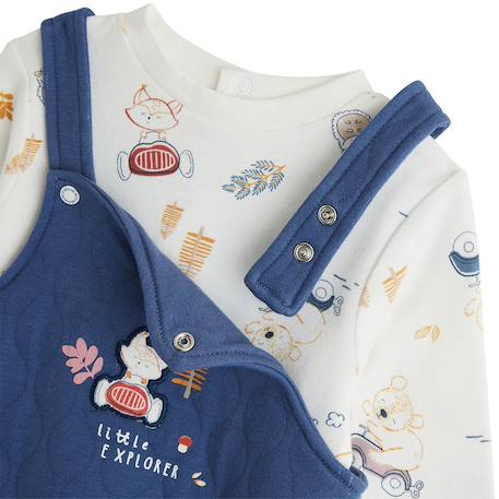 Ensemble salopette bébé en coton matelassé et t-shirt emile Bleu 4 - vertbaudet enfant 